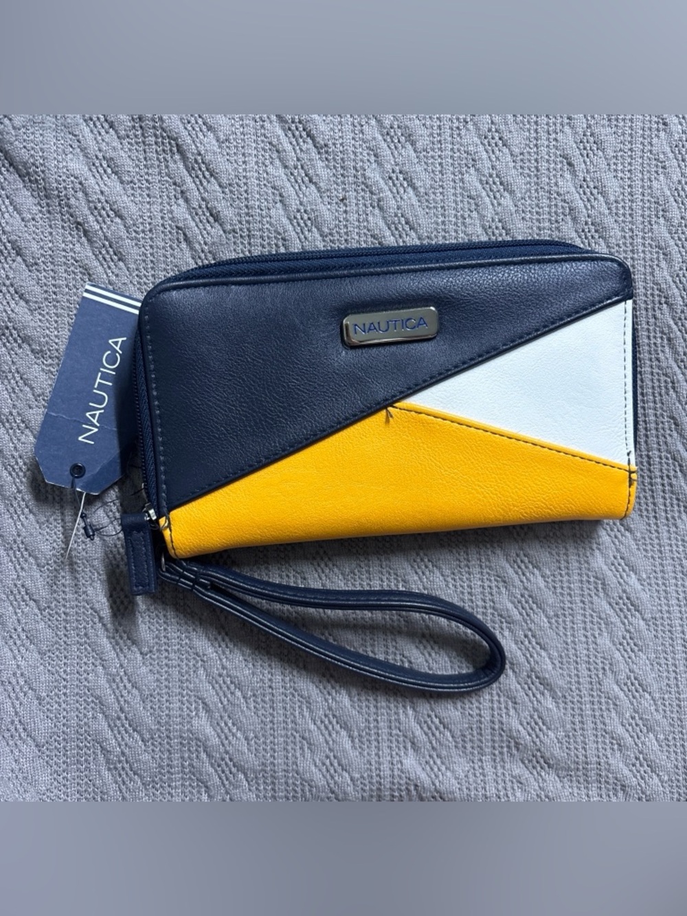 Nautica Colorblock Wristlet in Navy, Yellow & White